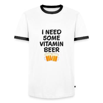 Vitamin beer - Men's Ringer Shirt - white/black - Front - AI Model Female 172 light (172cm) & AI Model Male 178 dark (178cm)