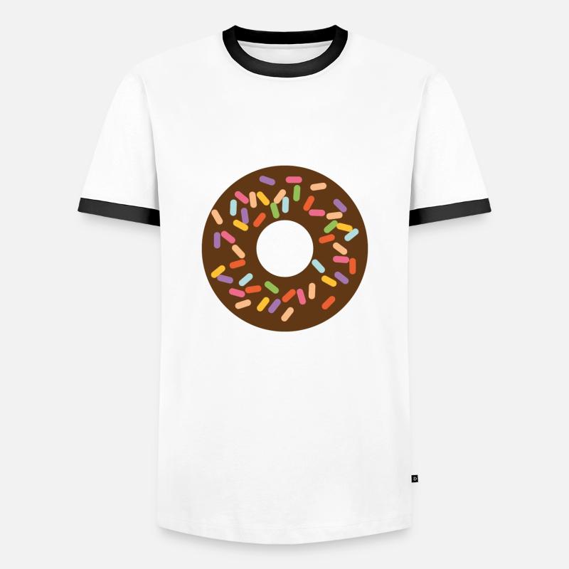 Farbenfroher Donut so lecker! - Männer Kontrast-T-Shirt - Weiß/Schwarz