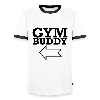 Gym Gym Club de fitness partenaire team Shirt - T-shirt contrasté Homme - blanc/noir - Devant - AI Model Female 172 light (172cm) & AI Model Male 178 dark (178cm)