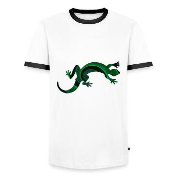 Gecko - Männer Kontrast-T-Shirt - Weiß/Schwarz - Vorne - AI Model Female 172 light (172cm) & AI Model Male 178 dark (178cm)
