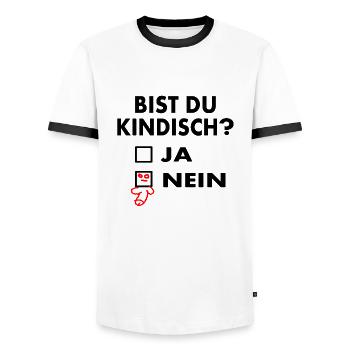 bist du kindisch penis Penismann Witzige Frage - Männer Kontrast-T-Shirt - Weiß/Schwarz - Vorne - AI Model Female 172 light (172cm) & AI Model Male 178 dark (178cm)