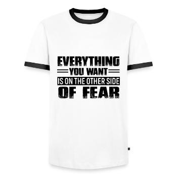 motivation - Men's Ringer Shirt - white/black - Front - AI Model Female 172 light (172cm) & AI Model Male 178 dark (178cm)
