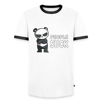 Les gens sucent - Panda - T-shirt contrasté Homme - blanc/noir - Devant - AI Model Female 172 light (172cm) & AI Model Male 178 dark (178cm)