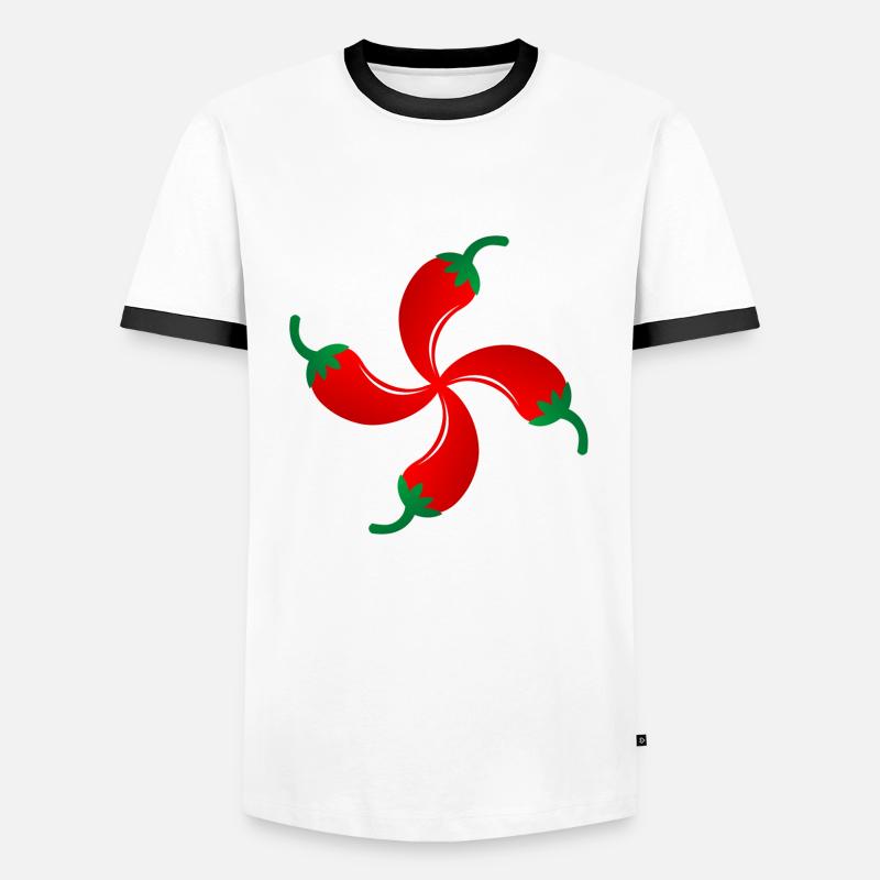 espelette croix basque - Men's Ringer Shirt - white/black