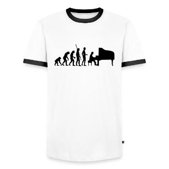 evolution_pianist - Männer Kontrast-T-Shirt - Weiß/Schwarz - Vorne - AI Model Female 172 light (172cm) & AI Model Male 178 dark (178cm)
