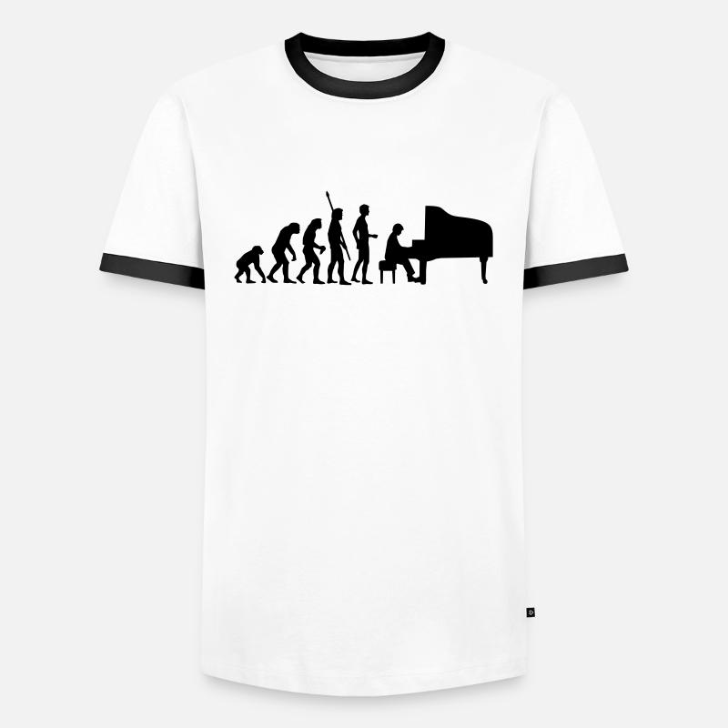 evolution_pianist - Männer Kontrast-T-Shirt - Weiß/Schwarz
