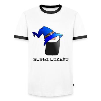 Sushi Wizard - Men's Ringer Shirt - white/black - Front - AI Model Female 172 light (172cm) & AI Model Male 178 dark (178cm)