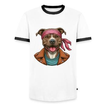 Pitbull Karate Master - Men's Ringer Shirt - white/black - Front - AI Model Female 172 light (172cm) & AI Model Male 178 dark (178cm)