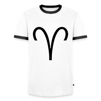 Zodiac: Aries - Men's Ringer Shirt - white/black - Front - AI Model Female 172 light (172cm) & AI Model Male 178 dark (178cm)