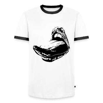 weibliche Sprache - Männer Kontrast-T-Shirt - Weiß/Schwarz - Vorne - AI Model Female 172 light (172cm) & AI Model Male 178 dark (178cm)