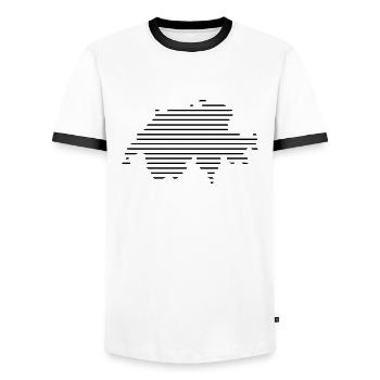 Switzerland / / Country / / contour / / map / / - Men's Ringer Shirt - white/black - Front - AI Model Female 172 light (172cm) & AI Model Male 178 dark (178cm)