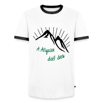 A Allgaier däf des | Allgäu Tassen & Zubehör - Männer Kontrast-T-Shirt - Weiß/Schwarz - Vorne - AI Model Female 172 light (172cm) & AI Model Male 178 dark (178cm)