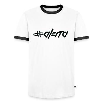 Alerta Alerta Antifascista - Contre le droit - T-shirt contrasté Homme - blanc/noir - Devant - AI Model Female 172 light (172cm) & AI Model Male 178 dark (178cm)