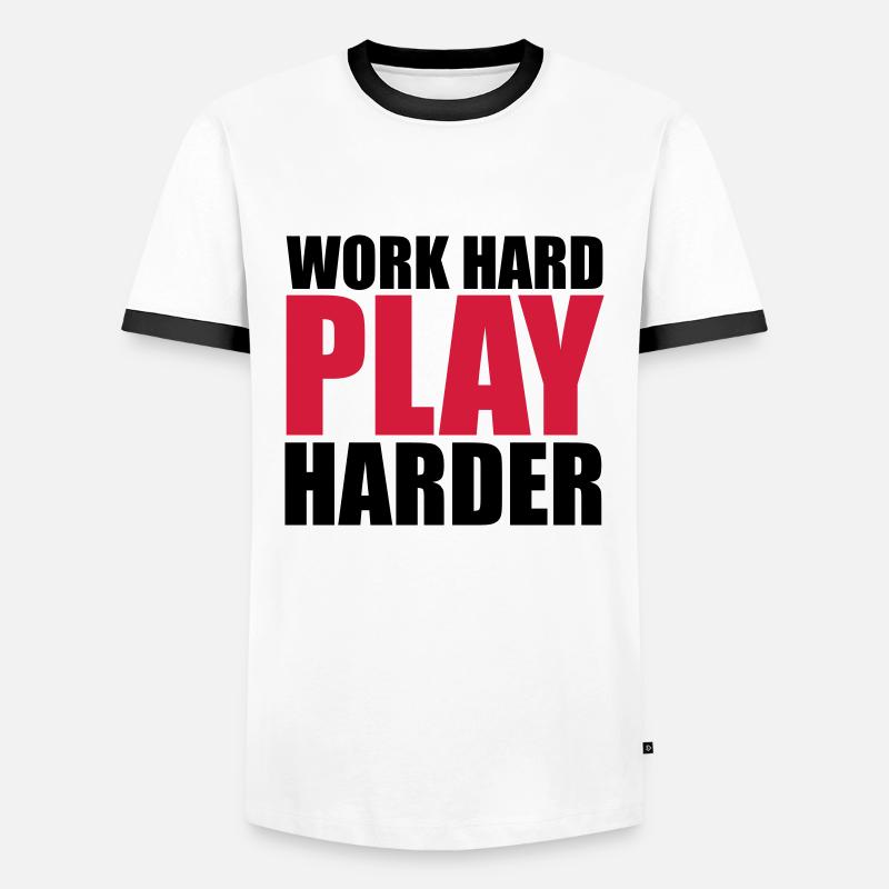 Work Hard - Männer Kontrast-T-Shirt - Weiß/Schwarz