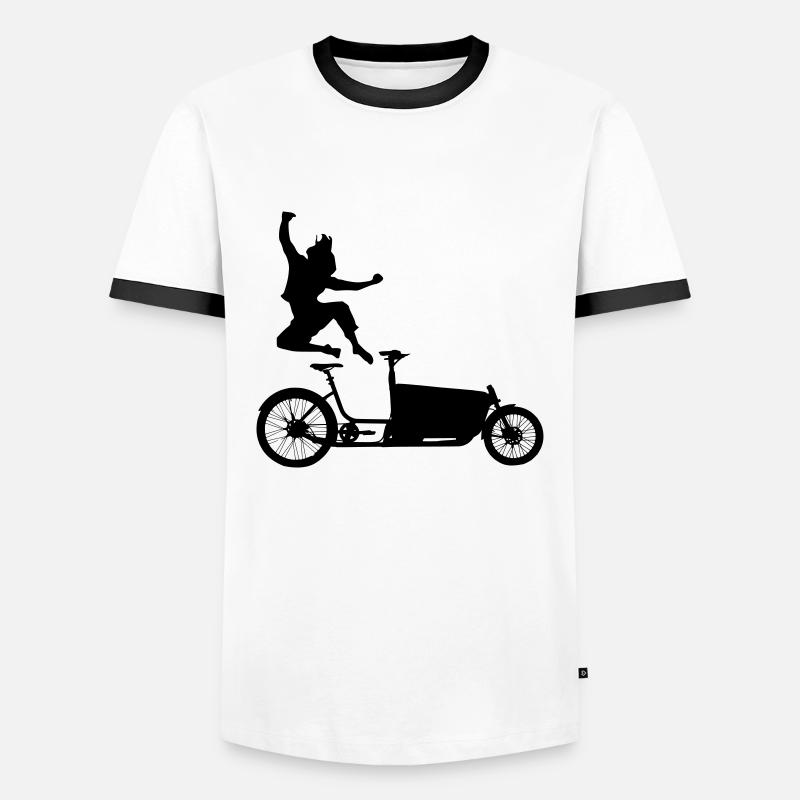 Spring auf's Lastenrad - Männer Kontrast-T-Shirt - Weiß/Schwarz
