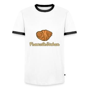 Franzbrötchen (Hell) - Männer Kontrast-T-Shirt - Weiß/Schwarz - Vorne - AI Model Female 172 light (172cm) & AI Model Male 178 dark (178cm)