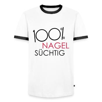 nagelsuechtig - Männer Kontrast-T-Shirt - Weiß/Schwarz - Vorne - AI Model Female 172 light (172cm) & AI Model Male 178 dark (178cm)