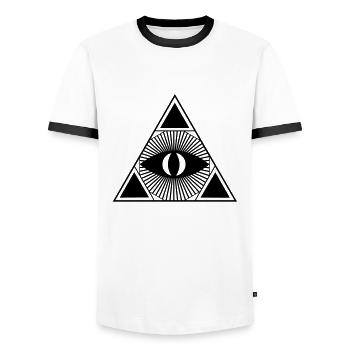 Eye - Men's Ringer Shirt - white/black - Front - AI Model Female 172 light (172cm) & AI Model Male 178 dark (178cm)