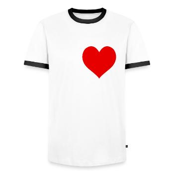 J’aime les blondes Blonde Coeur Drôle Plein d’ - T-shirt contrasté Homme - blanc/noir - Devant - AI Model Female 172 light (172cm) & AI Model Male 178 dark (178cm)