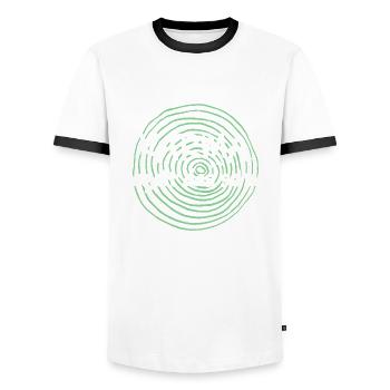 Karma regelt das schon - Männer Kontrast-T-Shirt - Weiß/Schwarz - Vorne - AI Model Female 172 light (172cm) & AI Model Male 178 dark (178cm)