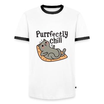 Purrfectly Chill Chat Disant Chat - T-shirt contrasté Homme - blanc/noir - Devant - AI Model Female 172 light (172cm) & AI Model Male 178 dark (178cm)