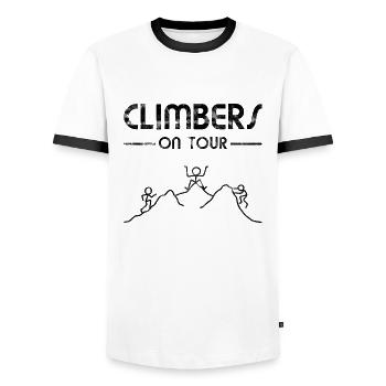 Klettern Berge - Climbers on Tour - Männer Kontrast-T-Shirt - Weiß/Schwarz - Vorne - AI Model Female 172 light (172cm) & AI Model Male 178 dark (178cm)