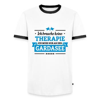 Nur an den Gardasee - Männer Kontrast-T-Shirt - Weiß/Schwarz - Vorne - AI Model Female 172 light (172cm) & AI Model Male 178 dark (178cm)