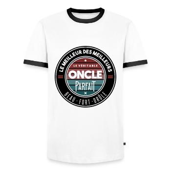 Le véritable oncle parfait - T-shirt contrasté Homme - blanc/noir - Devant - AI Model Female 172 light (172cm) & AI Model Male 178 dark (178cm)