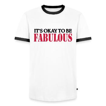 It's okay to be fabulous - T-shirt contrasté Homme - blanc/noir - Devant - AI Model Female 172 light (172cm) & AI Model Male 178 dark (178cm)