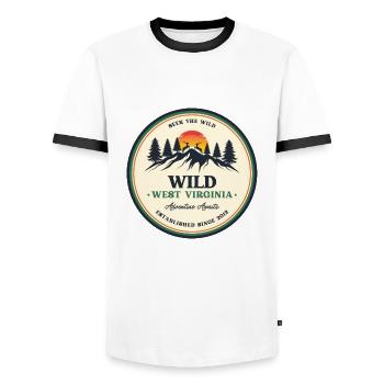 Virginie-Occidentale sauvage - T-shirt contrasté Homme - blanc/noir - Devant - AI Model Female 172 light (172cm) & AI Model Male 178 dark (178cm)