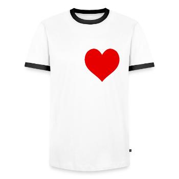 J’aime Région du Piémont Italie Ville Coeur Drôle - T-shirt contrasté Homme - blanc/noir - Devant - AI Model Female 172 light (172cm) & AI Model Male 178 dark (178cm)