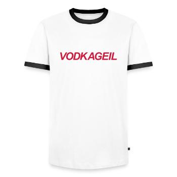 Vodkageil - Mallorca - Malle - Männer Kontrast-T-Shirt - Weiß/Schwarz - Vorne - AI Model Female 172 light (172cm) & AI Model Male 178 dark (178cm)