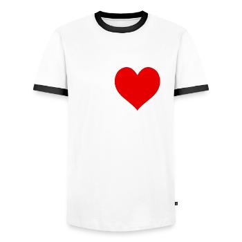 I Love Sardinia Region Italy City Heart Funny - Men's Ringer Shirt - white/black - Front - AI Model Female 172 light (172cm) & AI Model Male 178 dark (178cm)