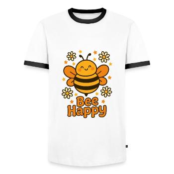 Abeille douce - Abeille heureuse - T-shirt contrasté Homme - blanc/noir - Devant - AI Model Female 172 light (172cm) & AI Model Male 178 dark (178cm)