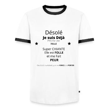 Tee-shirt Désolé - T-shirt contrasté Homme - blanc/noir - Devant - AI Model Female 172 light (172cm) & AI Model Male 178 dark (178cm)