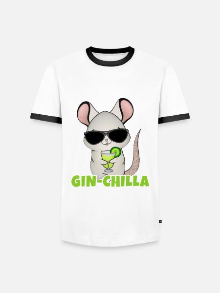 Gin- Chinchilla Gin - Männer Kontrast-T-Shirt - Weiß/Schwarz