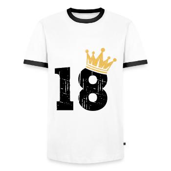 18 Krone 18. Geburtstag 18 Jahre - Männer Kontrast-T-Shirt - Weiß/Schwarz - Vorne - AI Model Female 172 light (172cm) & AI Model Male 178 dark (178cm)