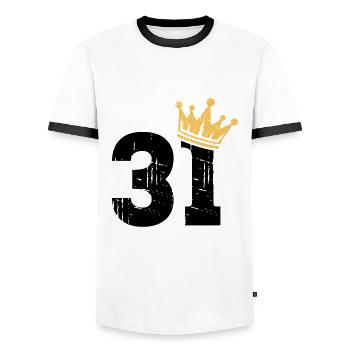 31 Crown 31e anniversaire 31 ans - T-shirt contrasté Homme - blanc/noir - Devant - AI Model Female 172 light (172cm) & AI Model Male 178 dark (178cm)