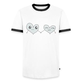 Hearts pair of lovers heart - Men's Ringer Shirt - white/black - Front - AI Model Female 172 light (172cm) & AI Model Male 178 dark (178cm)