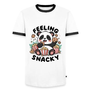 Panda - Feeling Snacky - Men's Ringer Shirt - white/black - Front - AI Model Female 172 light (172cm) & AI Model Male 178 dark (178cm)