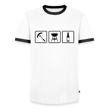 Wurst - Griller - Bier - Männer Kontrast-T-Shirt - Weiß/Schwarz - Vorne - AI Model Female 172 light (172cm) & AI Model Male 178 dark (178cm)