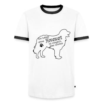 Leben ohne Hovawart Hund ist sinnlos Hundehalter - Männer Kontrast-T-Shirt - Weiß/Schwarz - Vorne - AI Model Female 172 light (172cm) & AI Model Male 178 dark (178cm)