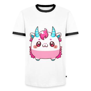 Cute Little Vampire Unicorn Monster Comic Style - Men's Ringer Shirt - white/black - Front - AI Model Female 172 light (172cm) & AI Model Male 178 dark (178cm)