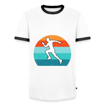 Joggen - Männer Kontrast-T-Shirt - Weiß/Schwarz - Vorne - AI Model Female 172 light (172cm) & AI Model Male 178 dark (178cm)