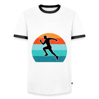 Joggen - Männer Kontrast-T-Shirt - Weiß/Schwarz - Vorne - AI Model Female 172 light (172cm) & AI Model Male 178 dark (178cm)