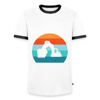 Excavator Excavator Driver Excavator Truck - Men's Ringer Shirt - white/black - Front - AI Model Female 172 light (172cm) & AI Model Male 178 dark (178cm)