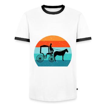 Calèche de cocher Calèche tirée par des chevaux Calèche - T-shirt contrasté Homme - blanc/noir - Devant - AI Model Female 172 light (172cm) & AI Model Male 178 dark (178cm)