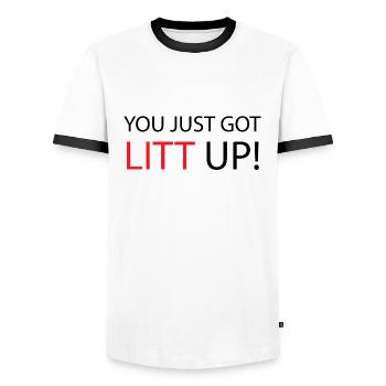 Louis Litt - You just got hurt! - SUITS - Men's Ringer Shirt - white/black - Front - AI Model Female 172 light (172cm) & AI Model Male 178 dark (178cm)