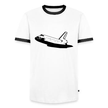 Space Shuttle (no emblems) - Men's Ringer Shirt - white/black - Front - AI Model Female 172 light (172cm) & AI Model Male 178 dark (178cm)