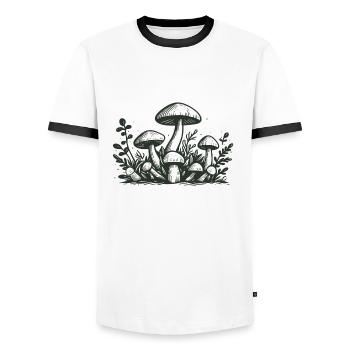 Schwammerl Pilze Spruch - Männer Kontrast-T-Shirt - Weiß/Schwarz - Vorne - AI Model Female 172 light (172cm) & AI Model Male 178 dark (178cm)